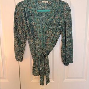 Max Studio Teal Paisley Blouse
